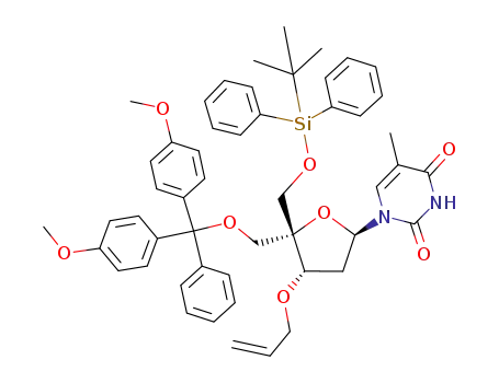 1-[4-allyloxy-5-[bis-(4-methoxy-phenyl)-phenyl-methoxymethyl]-5-(<i>tert</i>-butyl-diphenyl-silanyloxymethyl)-tetrahydro-furan-2-yl]-5-methyl-1<i>H</i>-pyrimidine-2,4-dione