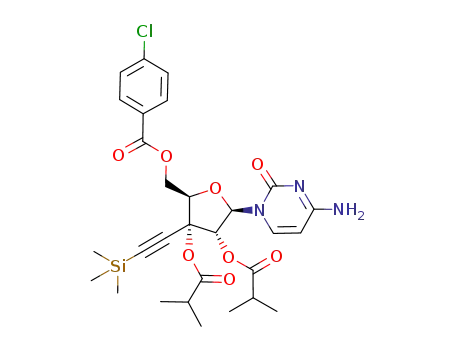 Molecular Structure of 199787-45-6 (1-{5-O-(4-chlorobenzoyl)-2,3-di-O-isobutyryl-3-C-[2-(trimethylsilyl)ethynyl]-β-D-ribopentofuranosyl}cytosine)