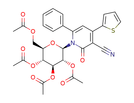 3-cyano-6-phenyl-1-(2'',3'',4'',6''-tetra-O-acetyl-β-D-glucopyranosyl)-4-(thiophen-2'-yl)-2-pyridone