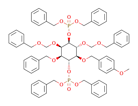 Molecular Structure of 1262331-26-9 ((-)-3-O-benzyl-2,6-bis-O-(benzyloxymethyl)-5-O-(4-methoxybenzyl)-D-myo-inositol 1,4-bis(dibenzyl phosphate))