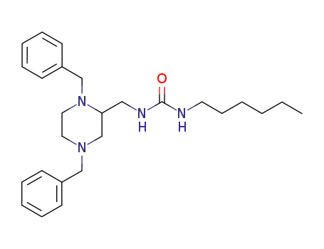 Molecular Structure of 819075-26-8 (Urea, N-[[1,4-bis(phenylmethyl)-2-piperazinyl]methyl]-N'-hexyl-)