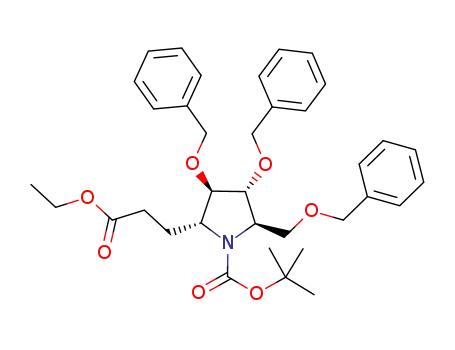 (2R,3R,4R,5R)-1-tert-butyloxycarbonyl 3,4-bis(benzyloxy)-2-(benzyloxymethyl)-5-[(2-ethyloxycarbonyl)ethyl]pyrrolidine