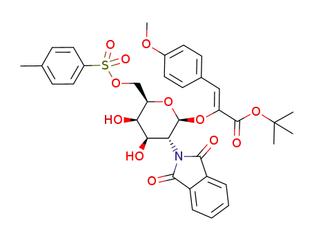 t-butyl (Z)-2-(2'-deoxy-2'-phthalimido-6'-O-p-toluenesulfonyl-β-D-galactopyranosyloxy)-3-p-methoxyphenyl-2-acrylate