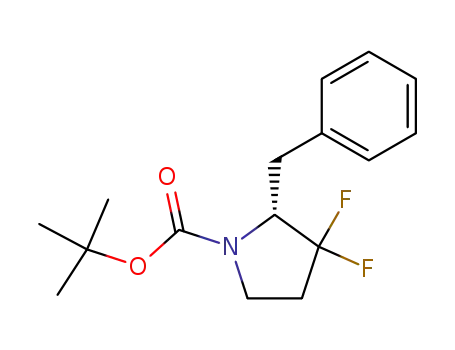 Molecular Structure of 848073-23-4 (1-Pyrrolidinecarboxylic acid, 3,3-difluoro-2-(phenylmethyl)-,
1,1-dimethylethyl ester, (2R)-)