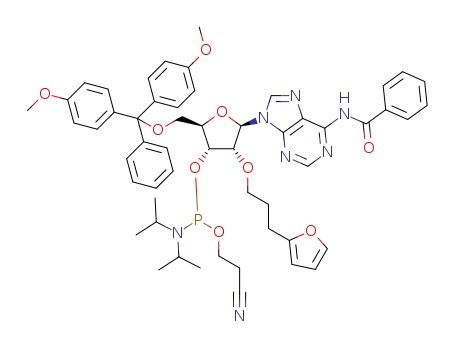 5'-O-(4,4'-dimethoxytriphenylmethyl)-2'-O-(3-(furan-2-yl)-propyl)-6-N-benzoyladenosine-3'-O-(2-cyanoethyl N, N-diisopropylphosphoramidite)