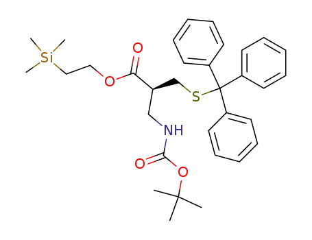 Propanoic acid,
2-[[[(1,1-dimethylethoxy)carbonyl]amino]methyl]-3-[(triphenylmethyl)thio]-
, 2-(trimethylsilyl)ethyl ester, (2S)-