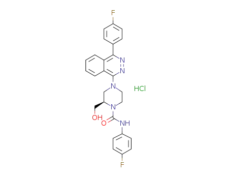Molecular Structure of 1228022-09-0 ((R)-N-(4-Fluorophenyl)-4-(4-(4-fluorophenyl)phthalazin-1-yl)-2-(hydroxymethyl)piperazine-1-carboxamide hydrochloride)