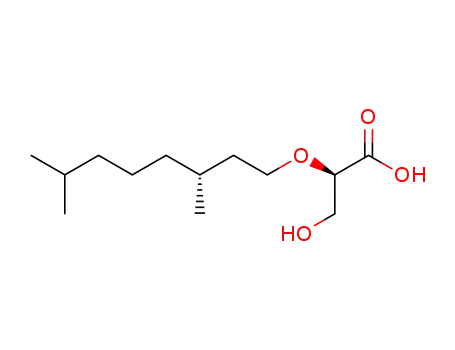 Molecular Structure of 828930-49-0 (Propanoic acid, 2-[[(3R)-3,7-dimethyloctyl]oxy]-3-hydroxy-, (2R)-)