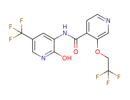 Molecular Structure of 1282541-13-2 (N-(2-hydroxy-5-trifluoromethylpyridin-3-yl)-3-(2,2,2-trifluoroethoxy)-isonicotinamide)