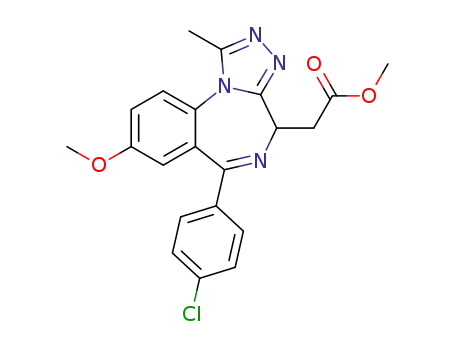 Molecular Structure of 1260530-41-3 (4H-[1,2,4]Triazolo[4,3-a][1,4]benzodiazepine-4-acetic acid, 6-(4-chlorophenyl)-8-Methoxy-1-Methyl-, Methyl ester)