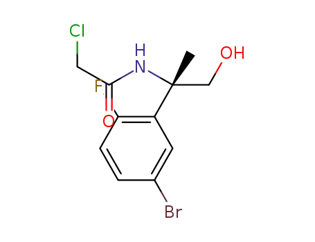 Molecular Structure of 1266784-40-0 ((S)-(-)-N-[1-(5-bromo-2-fluoro-phenyl)-2-hydroxy-1-methyl-ethyl]-2-chloro-acetamide)