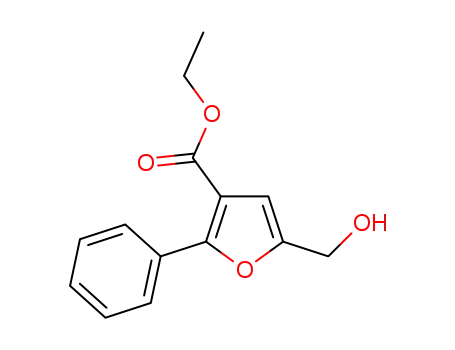 Molecular Structure of 61761-78-2 (3-Furancarboxylic acid, 5-(hydroxymethyl)-2-phenyl-, ethyl ester)