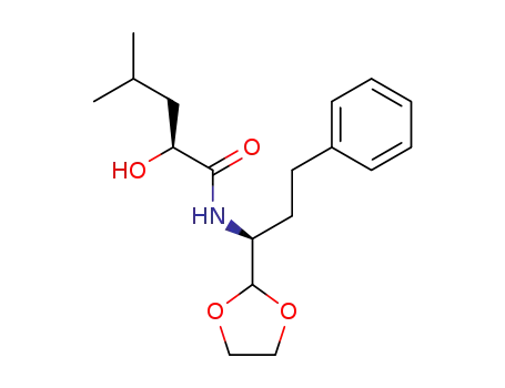 Molecular Structure of 611210-31-2 (Pentanamide,
N-[(1S)-1-(1,3-dioxolan-2-yl)-3-phenylpropyl]-2-hydroxy-4-methyl-, (2S)-)