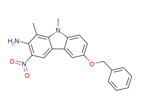 Molecular Structure of 832723-96-3 (9H-Carbazol-2-amine, 1,9-dimethyl-3-nitro-6-(phenylmethoxy)-)