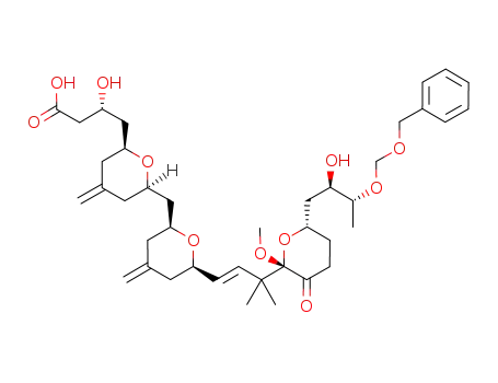 (R)-4-[(2S,6R)-6-((2S,6R)-6-{(E)-3-[(2S,6S)-6-((2R,3R)-3-Benzyloxymethoxy-2-hydroxy-butyl)-2-methoxy-3-oxo-tetrahydro-pyran-2-yl]-3-methyl-but-1-enyl}-4-methylene-tetrahydro-pyran-2-ylmethyl)-4-methylene-tetrahydro-pyran-2-yl]-3-hydroxy-butyric acid