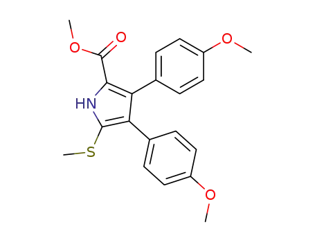 Molecular Structure of 843640-98-2 (1H-Pyrrole-2-carboxylic acid, 3,4-bis(4-methoxyphenyl)-5-(methylthio)-,
methyl ester)
