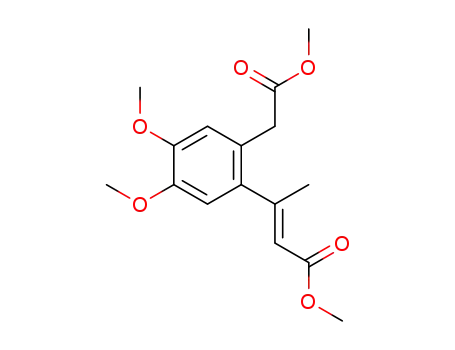 Molecular Structure of 1315171-91-5 ((E)-3-(4,5-dimethoxy-2-methoxycarbonylmethylphenyl)but-2-enoic acid methyl ester)