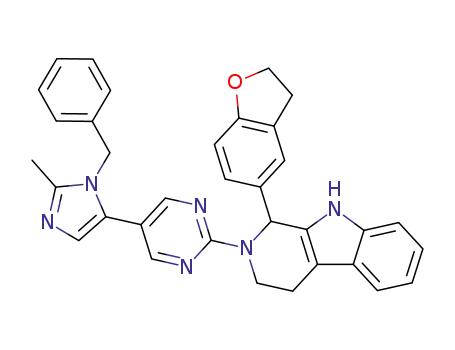 Molecular Structure of 374927-33-0 (2-[5-(3-benzyl-2-methyl-3H-imidazol-4-yl)pyrimidin-2-yl]-1-(2,3-dihydrobenzofuran-5-yl)-2,3,4,9-tetrahydro-1H-β-carboline)