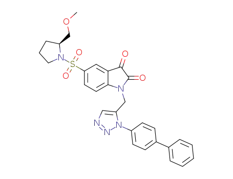 (S)-1-((1-(biphenyl-4-yl)-1H-1,2,3-triazol-5-yl)methyl)-5-(2-(methoxymethyl)pyrrolidin-1-ylsulfonyl)indoline-2,3-dione