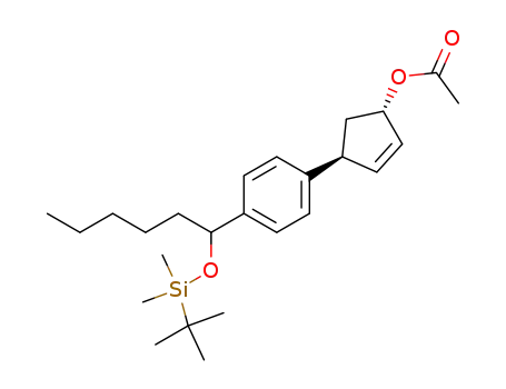 2-Cyclopenten-1-ol,
4-[4-[1-[[(1,1-dimethylethyl)dimethylsilyl]oxy]hexyl]phenyl]-, acetate,
(1S,4S)-