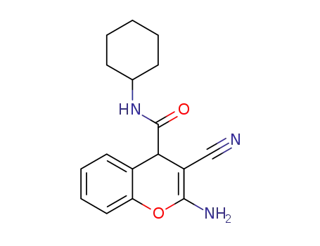 Molecular Structure of 1272665-83-4 (2-amino-3-cyano-N-cyclohexyl-4H-chromene-4-carboxamide)