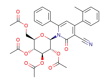 3-cyano-6-phenyl-1-(2'',3'',4'',6''-tetra-O-acetyl-β-D-glucopyranosyl)-4-(2'-tolyl)-2-pyridone