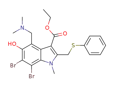 6,7-dibromo-4-dimethylaminomethyl-5-hydroxy-1-methyl-2-phenylsulfanyl-methyl-1H-indole-3-carboxylic acid ethyl ester