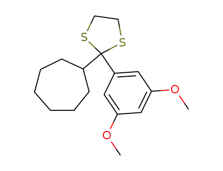 Molecular Structure of 623559-94-4 (1,3-Dithiolane, 2-cycloheptyl-2-(3,5-dimethoxyphenyl)-)