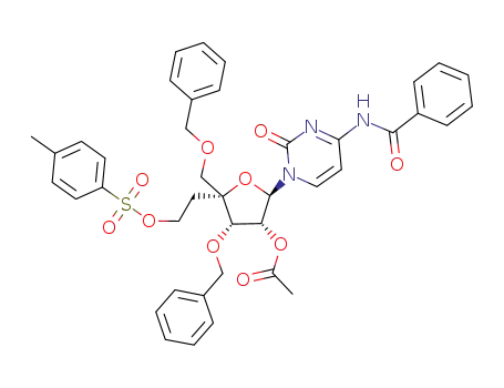 3',5'-di-O-benzyl-4'-C-(p-toluenesulfonyloxyethyl)-2'-O-acetyl-4-N-benzoylcytidine