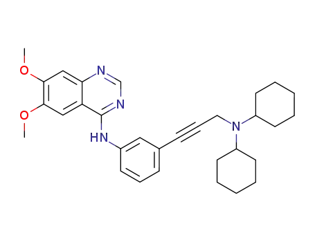 Molecular Structure of 882511-59-3 ([3-(3-dicyclohexylamino-prop-1-ynyl)-phenyl]-(6,7-dimethoxy-quinazolin-4-yl)-amine)