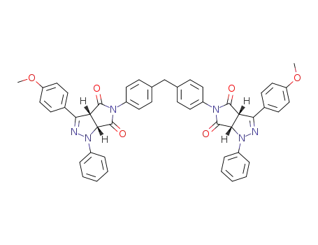 Molecular Structure of 1251004-81-5 ((3aR,6aR,3a'S,6a'S)-5,5'-[methylenebis(4,1-phenylene)]bis[3a,6a-dihydro-3-(4-methoxyphenyl)-1-phenylpyrrolo[3,4-c]pyrazole-4,6(1H,5H)-dione])