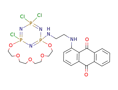 Molecular Structure of 864467-21-0 (1-{2-[1,3-(oxytetraethylenoxy)-3,5,5-trichloro-cyclotriphosphazatrien-1-yl]-aminoethylamino}anthraquinone)