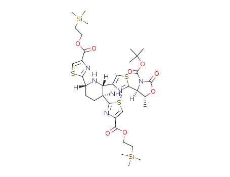 (4S,5R)-4-(4-{(2S,3R,6R)-3-Amino-3,6-bis-[4-(2-trimethylsilanyl-ethoxycarbonyl)-thiazol-2-yl]-piperidin-2-yl}-thiazol-2-yl)-5-methyl-2-oxo-oxazolidine-3-carboxylic acid tert-butyl ester