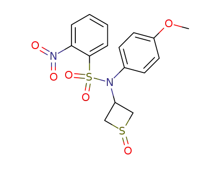 Molecular Structure of 886845-17-6 (Benzenesulfonamide,
N-(4-methoxyphenyl)-2-nitro-N-(1-oxido-3-thietanyl)-)