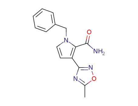 Molecular Structure of 821004-39-1 (1H-Pyrrole-2-carboxamide,
3-(5-methyl-1,2,4-oxadiazol-3-yl)-1-(phenylmethyl)-)