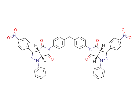 Molecular Structure of 1251004-79-1 ((3aR,6aR,3a'S,6a'S)-5,5'-[methylenebis(4,1-phenylene)]bis[3a,6a-dihydro-3-(4-nitrophenyl)-1-phenylpyrrolo[3,4-c]pyrazole-4,6(1H,5H)-dione])
