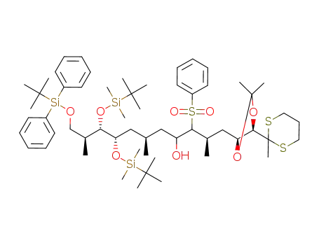 (2R,6R,8S,9S,10S)-3-Benzenesulfonyl-8,9-bis-(tert-butyl-dimethyl-silanyloxy)-11-(tert-butyl-diphenyl-silanyloxy)-1-[(4S,5R)-2,2-dimethyl-5-(2-methyl-[1,3]dithian-2-yl)-[1,3]dioxolan-4-yl]-2,6,10-trimethyl-undecan-4-ol