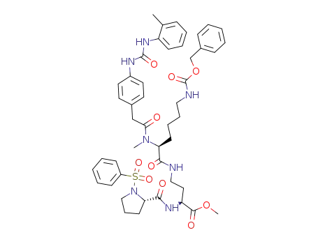 (S)-2-[((S)-1-Benzenesulfonyl-pyrrolidine-2-carbonyl)-amino]-4-[(S)-6-benzyloxycarbonylamino-2-(methyl-{2-[4-(3-o-tolyl-ureido)-phenyl]-acetyl}-amino)-hexanoylamino]-butyric acid methyl ester