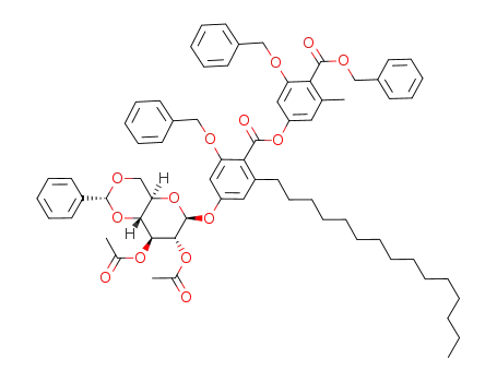 benzyl 4'-(4-O-(2'',3''-di-O-acetyl-4'',6''-O-benzylidene-β-D-glucopyranosyl)-2-benzyloxy-6-pentadecanylbenzoyloxy)-2'-benzyloxy-6'-methylbenzoate