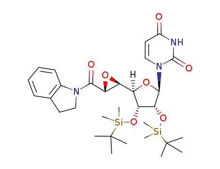 1-{(2R,3R,4R,5R)-3,4-Bis-(tert-butyl-dimethyl-silanyloxy)-5-[(2S,3R)-3-(2,3-dihydro-indole-1-carbonyl)-oxiranyl]-tetrahydro-furan-2-yl}-1H-pyrimidine-2,4-dione