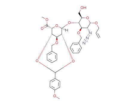 allyl (methyl 3-O-benzyl-2,4-O-(4-methoxybenzylidene)-α-L-idopyranosyluronate)-(1->4)-O-2-azido-3-O-benzyl-2-deoxy-α-D-glucopyranoside