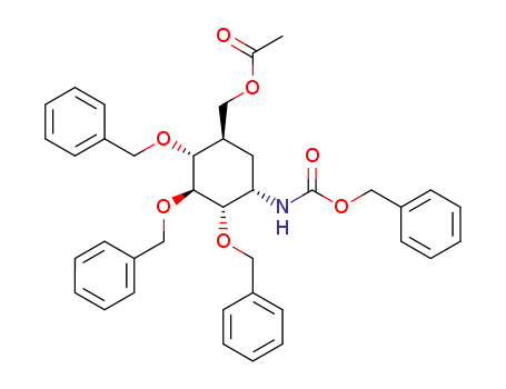 ((1R,2R,3S,4S,5S)-2,3,4-tris(benzyloxy)-5-(((benzyloxy)carbonyl)amino)cyclohexyl)methyl acetate