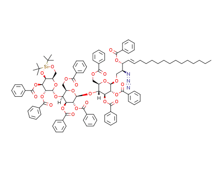 2-azido-3-O-benzoyl-D-erythro-sphingosine-1-yl 2,3,6-tri-O-benzoyl-4-O-[2,3,6-tri-O-benzoyl-4-O-(2,3-di-O-benzoyl-4,6-O-di-tert-butylsilanediyl-α-D-galactopyranosyl)-β-D-galactopyranosyl]-β-D-glucopyranoside