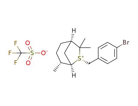 Molecular Structure of 1269141-67-4 ((1R,4R,5R,6R)-6-(4-bromobenzyl)-4,7,7-trimethyl-6-thiabicyclo[3.2.1]octane trifluoromethanesulfonate)
