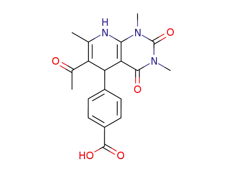 Molecular Structure of 848029-08-3 (4-(6-ACETYL-1,3,7-TRIMETHYL-2,4-DIOXO-1,2,3,4,5,8-HEXAHYDROPYRIDO[2,3-D]PYRIMIDIN-5-YL)BENZOIC ACID)