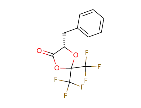 Molecular Structure of 748134-70-5 (1,3-Dioxolan-4-one, 5-(phenylmethyl)-2,2-bis(trifluoromethyl)-, (5S)-)