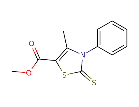 Molecular Structure of 429623-36-9 (5-Thiazolecarboxylic acid, 2,3-dihydro-4-methyl-3-phenyl-2-thioxo-,
methyl ester)