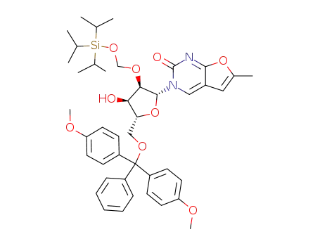 3-{5-[bis-(4-methoxy-phenyl)-phenyl-methoxymethyl]-4-hydroxy-3-triisopropylsilanyloxymethoxy-tetrahydro-furan-2-yl}-6-methyl-3<i>H</i>-furo[2,3-<i>d</i>]pyrimidin-2-one