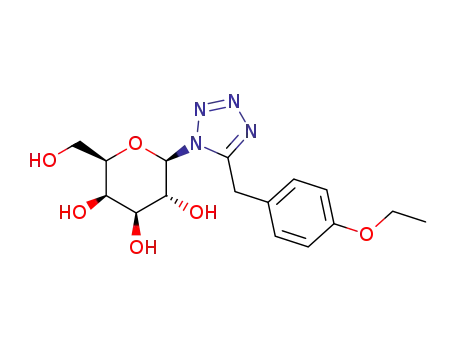 Molecular Structure of 1283134-81-5 (1-{5-[(4-ethoxyphenyl)methyl]-1H-tetrazol-1-yl}-1-deoxy-β-D-galactopyranose)