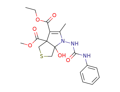 Molecular Structure of 1311296-62-4 (3-ethyl 3a-methyl 1-[(anilinocarbonyl)amino]-6a-hydroxy-2-methyl-6,6a-dihydro-1H-thieno[3,4-b]pyrrole-3,3a(4H)-dicarboxylate)